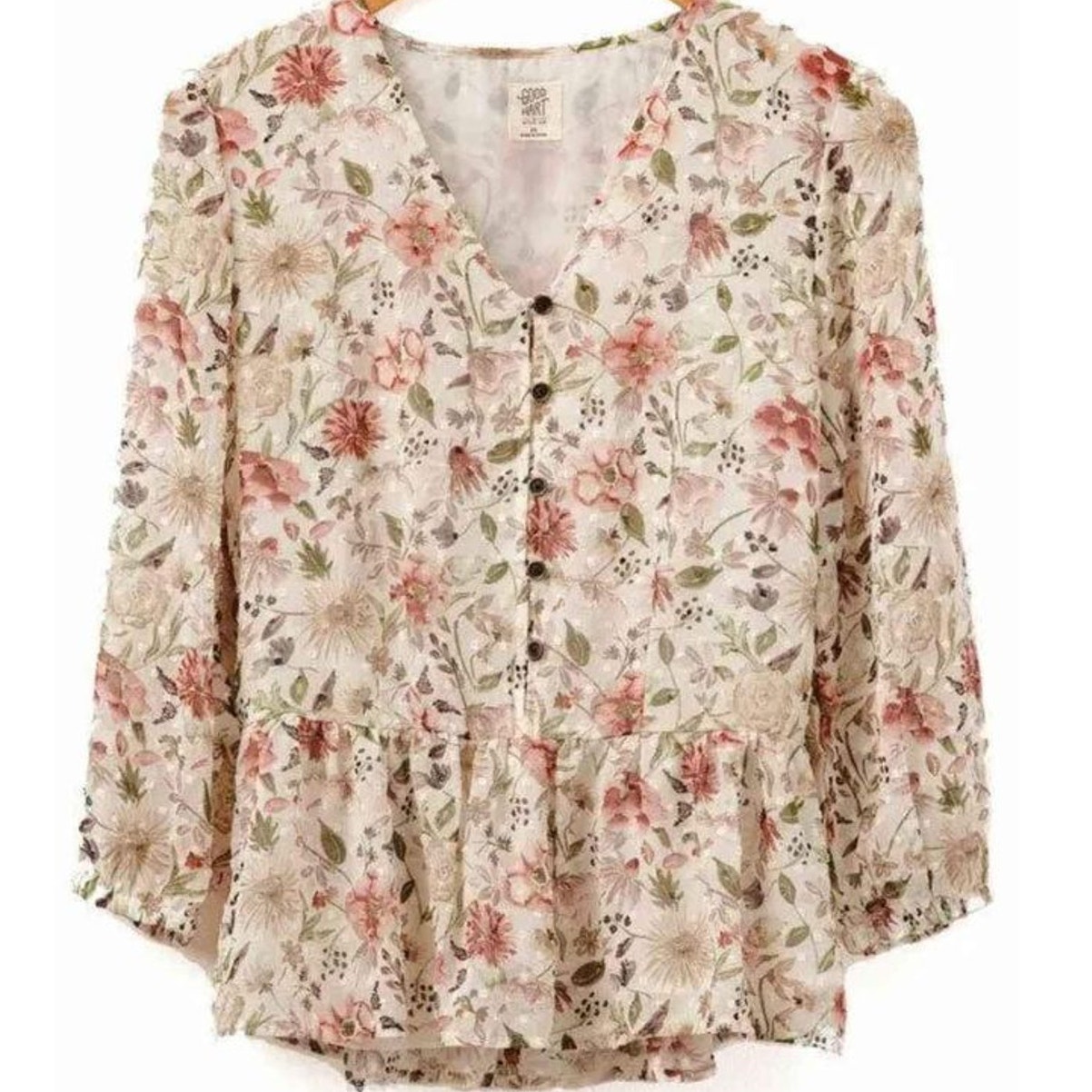 Matilda Jane Top S Good Hart Gh Zilker Blouse Floral Peplum Lined Womens Size